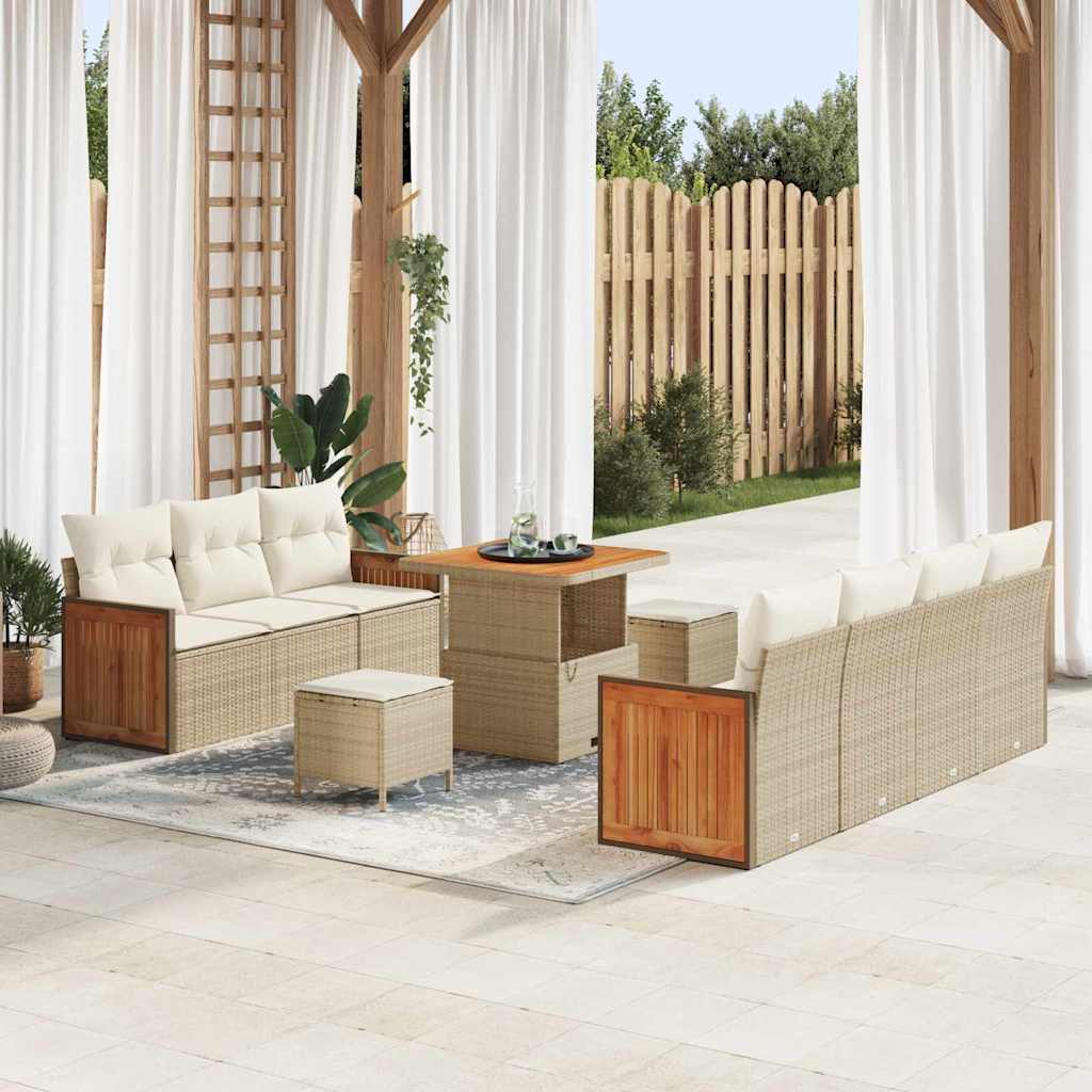 Garten-Sofa-Set 10 pcs Beige, Creme 80 x 80 x 71 cm Poly-Rattan