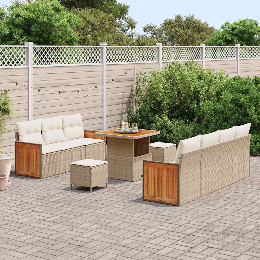 Garten-Sofa-Set 10 pcs Beige, Creme 80 x 80 x 71 cm Poly-Rattan