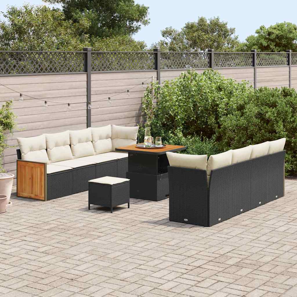 Garten-Sofa-Set 11 pcs Schwarz, Creme 80 x 80 x 71 cm