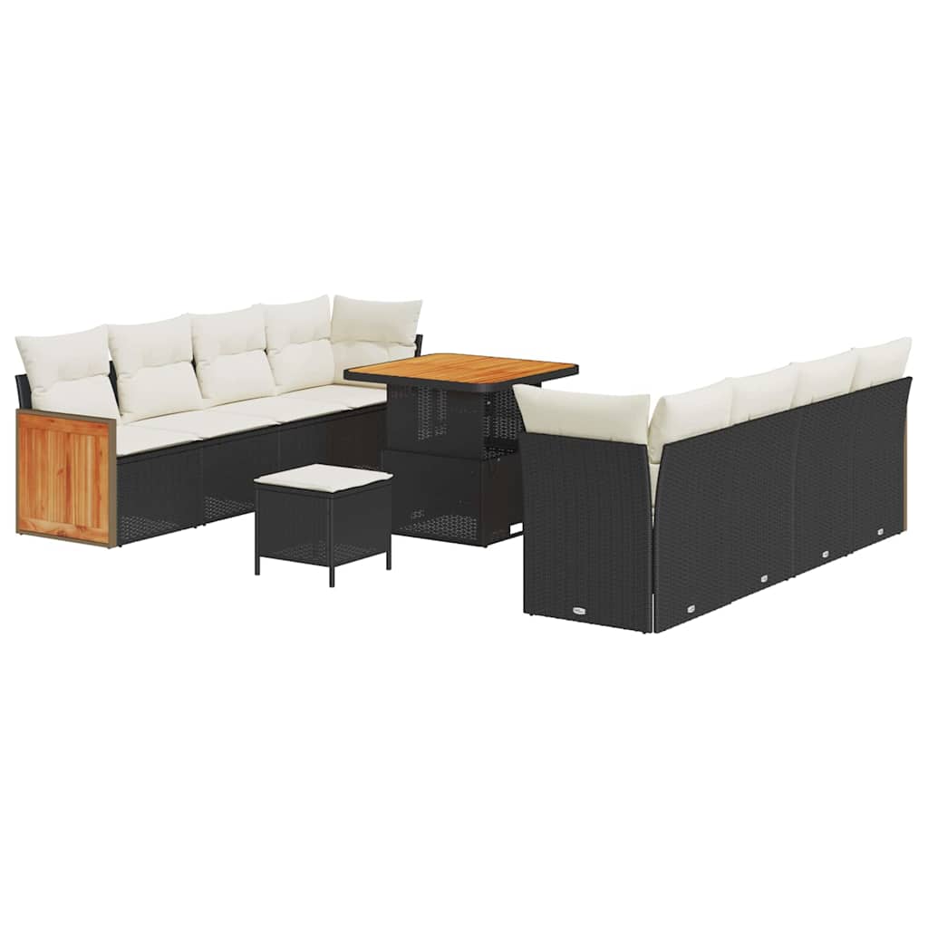 Garten-Sofa-Set 11 pcs Schwarz, Creme 80 x 80 x 71 cm