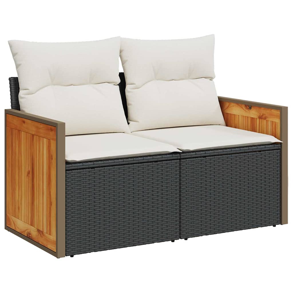 Garten-Sofa-Set 11 pcs Schwarz, Creme 80 x 80 x 71 cm