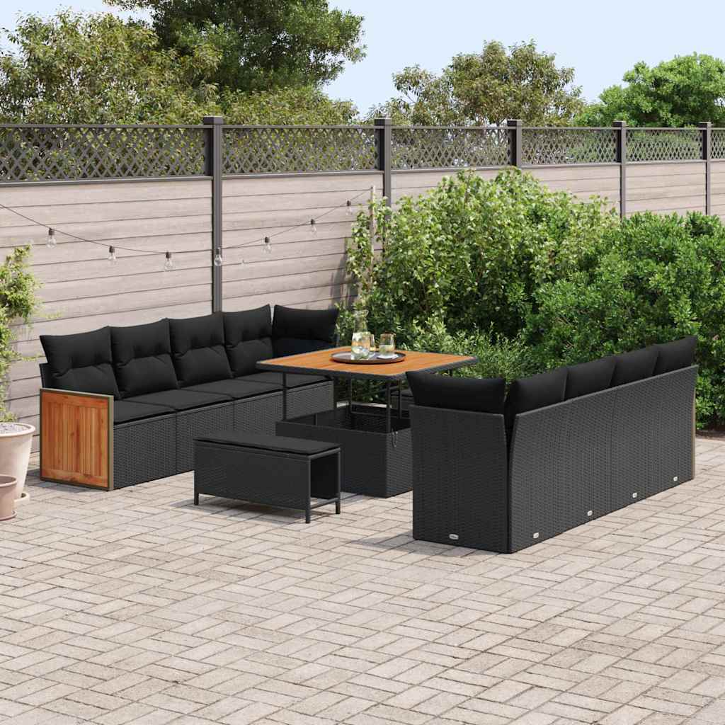 Garten-Sofa-Set 11 pcs Schwarz 100 x 100 x 71 cm Poly-Rattan