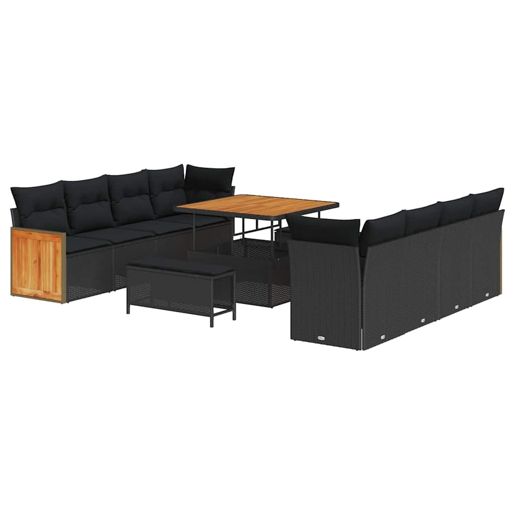 Garten-Sofa-Set 11 pcs Schwarz 100 x 100 x 71 cm Poly-Rattan