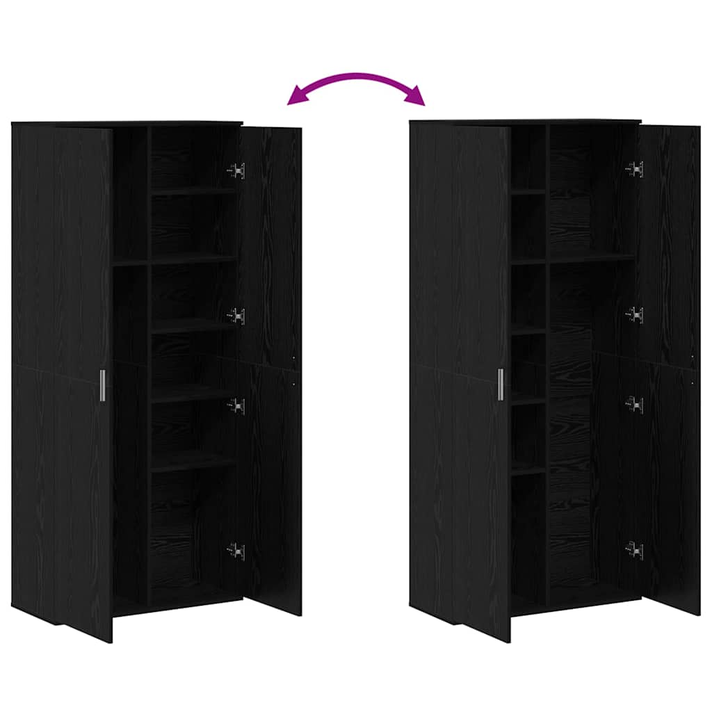 Highboard Schwarze Eiche 80 x 35 x 180 cm Holzwerkstoff