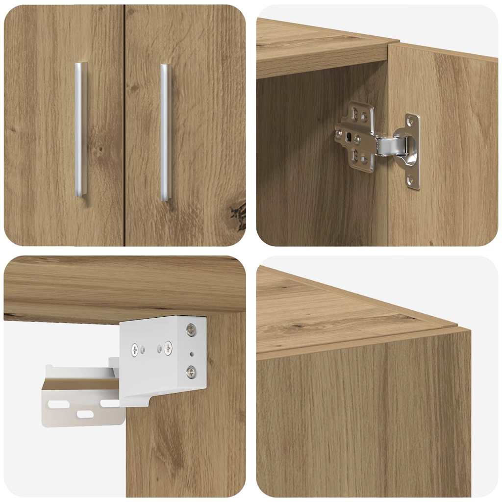 Badschrank Eiche handwerklich 70 x 42,5 x 225 cm Holzwerkstoff