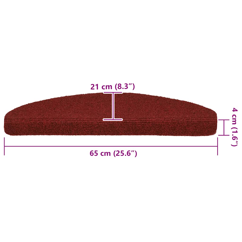 Stufenmatten Selbstklebend 30 Stk. 65x21x4 cm Bordeauxrot Halbrund Groß
