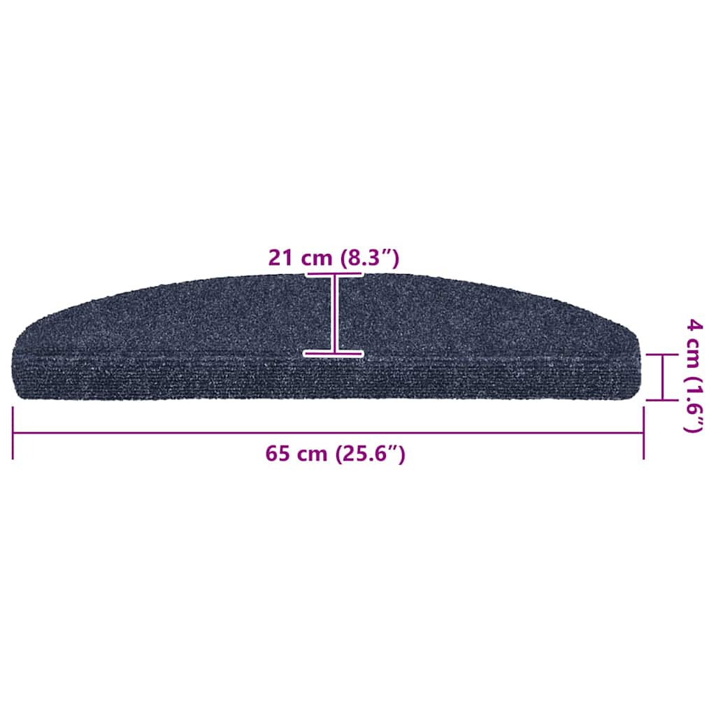 Stufenmatten Selbstklebend 30 Stk. 65x21x4 cm Blau Halbrund Groß