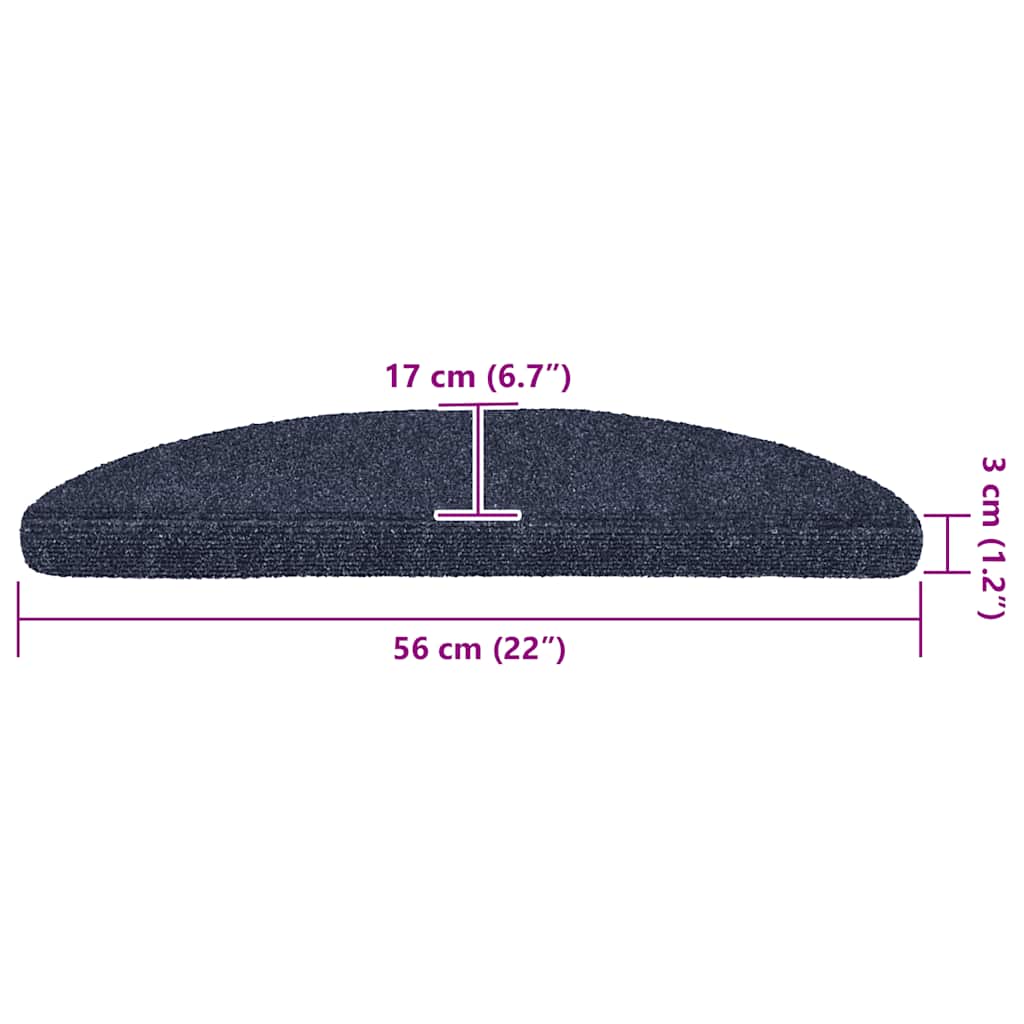 Stufenmatten Selbstklebend 20 Stk. 56x17x3 cm Blau Halbrund