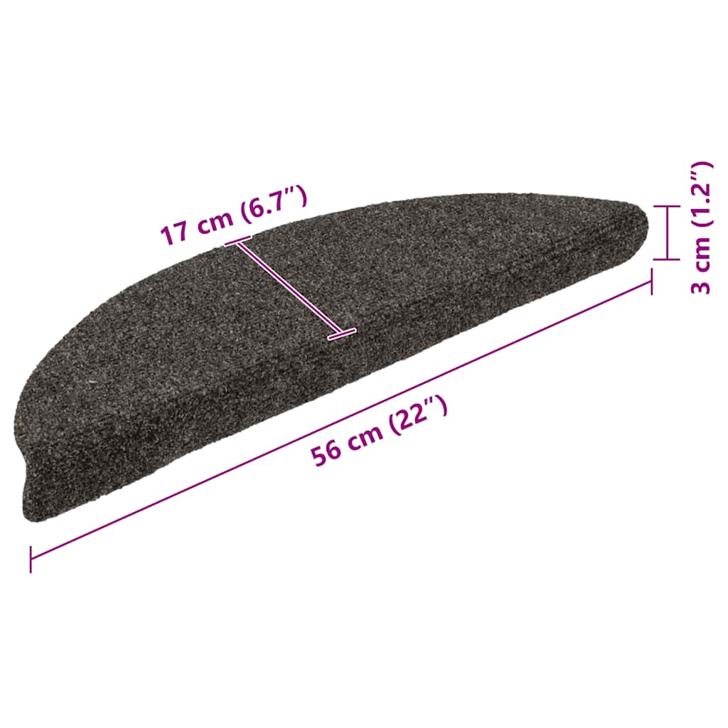 Stufenmatten Selbstklebend 30 Stk. 56x17x3 cm Anthrazit Halbrund