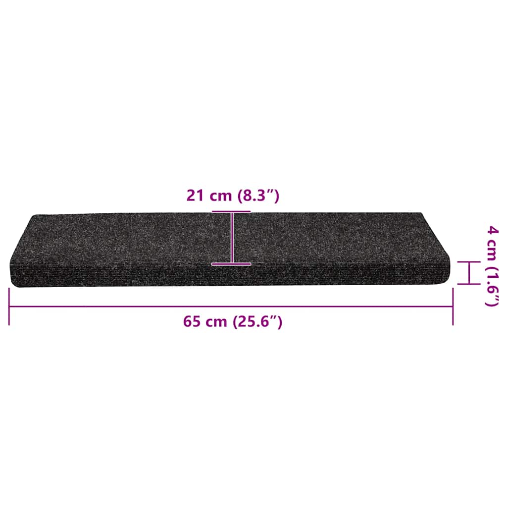 Stufenmatten Selbstklebend 30 Stk. 65x21x4 cm Schwarz Rechteckiger Rand