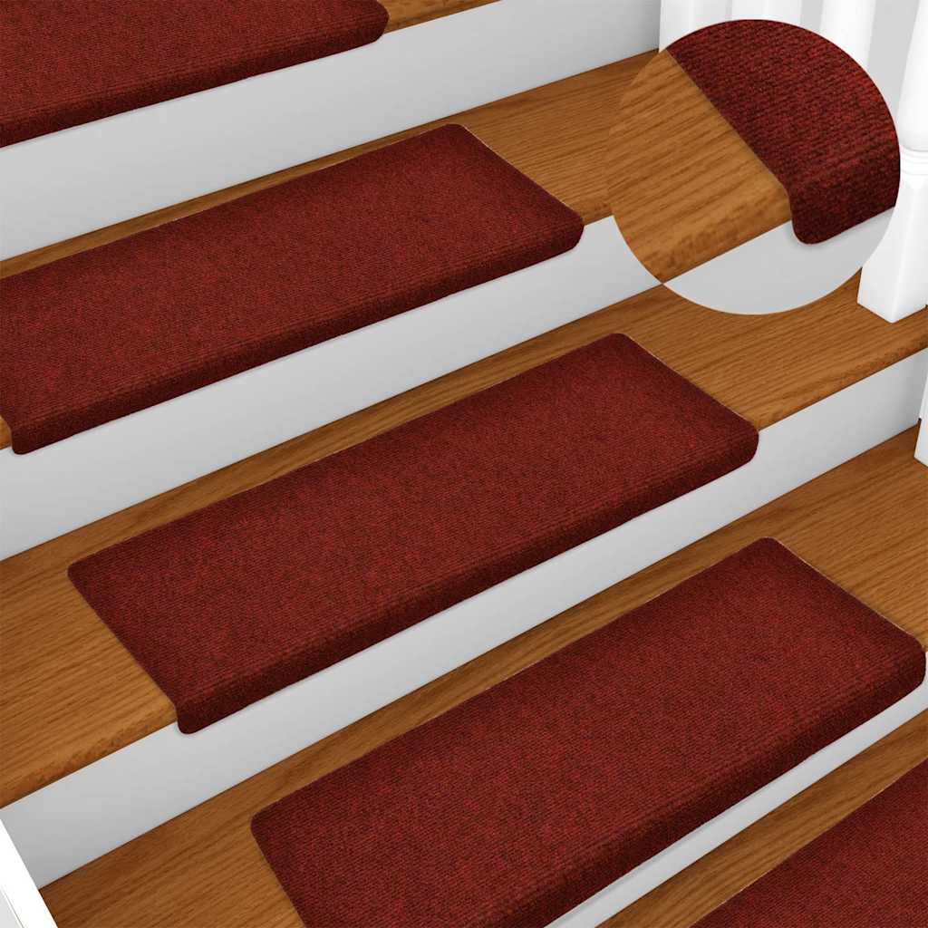 Stufenmatten Selbstklebend 30 Stk. 65x21x4 cm Bordeauxrot Rechteckiger Rand