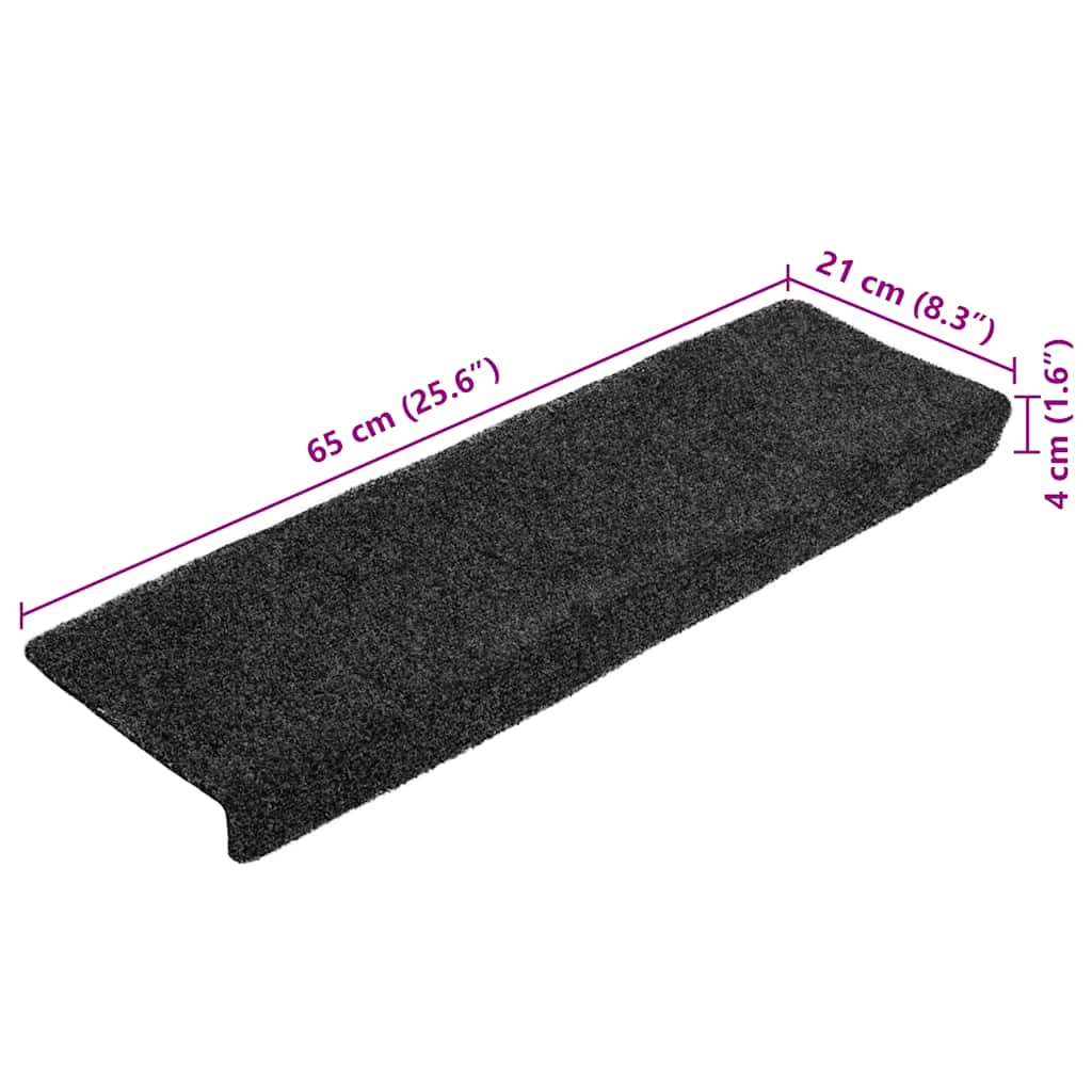 Stufenmatten Selbstklebend 20 Stk. 65x21x4 cm Grau Rechteckiger Rand
