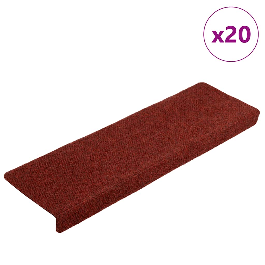 Stufenmatten Selbstklebend 20 Stk. 65x21x4 cm Bordeauxrot Rechteckiger Rand