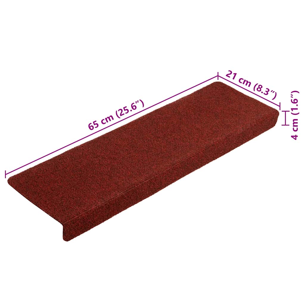 Stufenmatten Selbstklebend 20 Stk. 65x21x4 cm Bordeauxrot Rechteckiger Rand