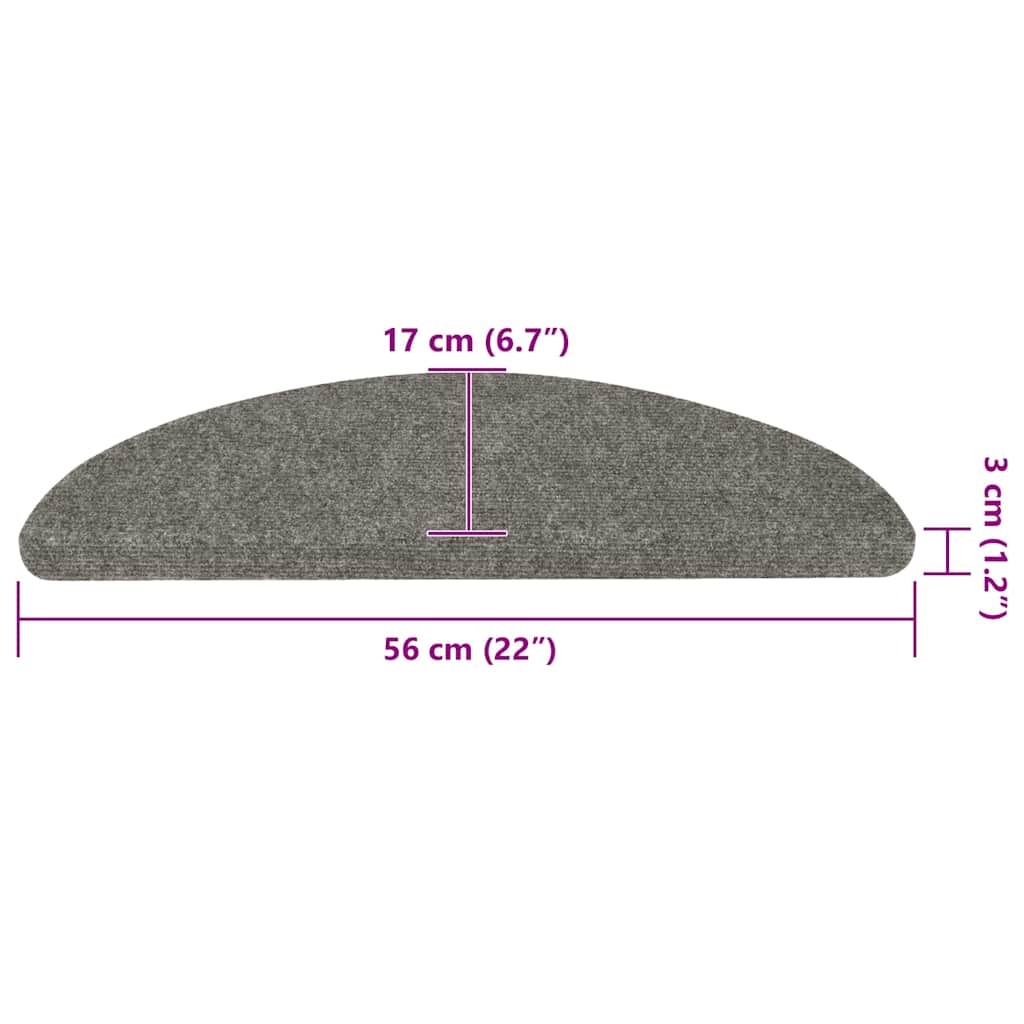 Self-adhesive stair mats, 20 pieces, grey, 56 x 17 x 3 cm