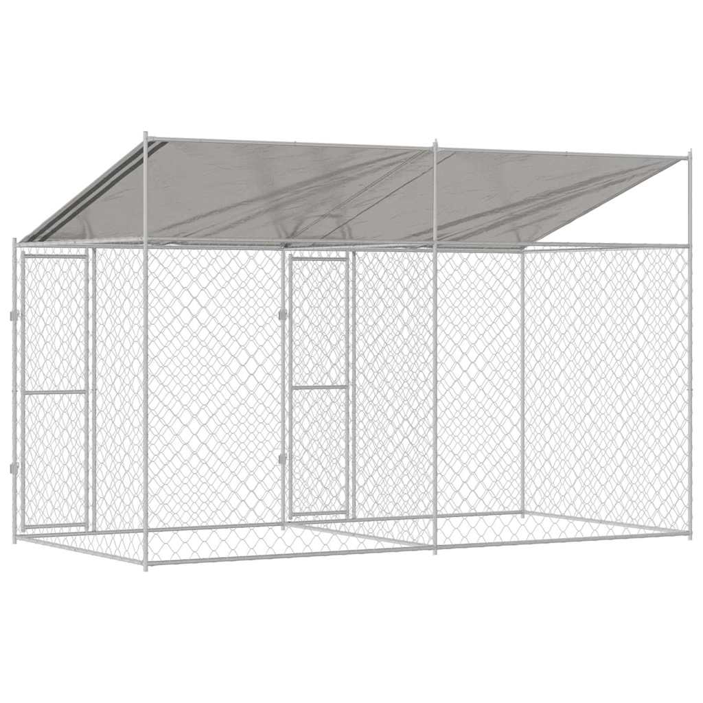 Hundekäfig Silber 400 x 200 x 256 cm Verzinkter Stahl