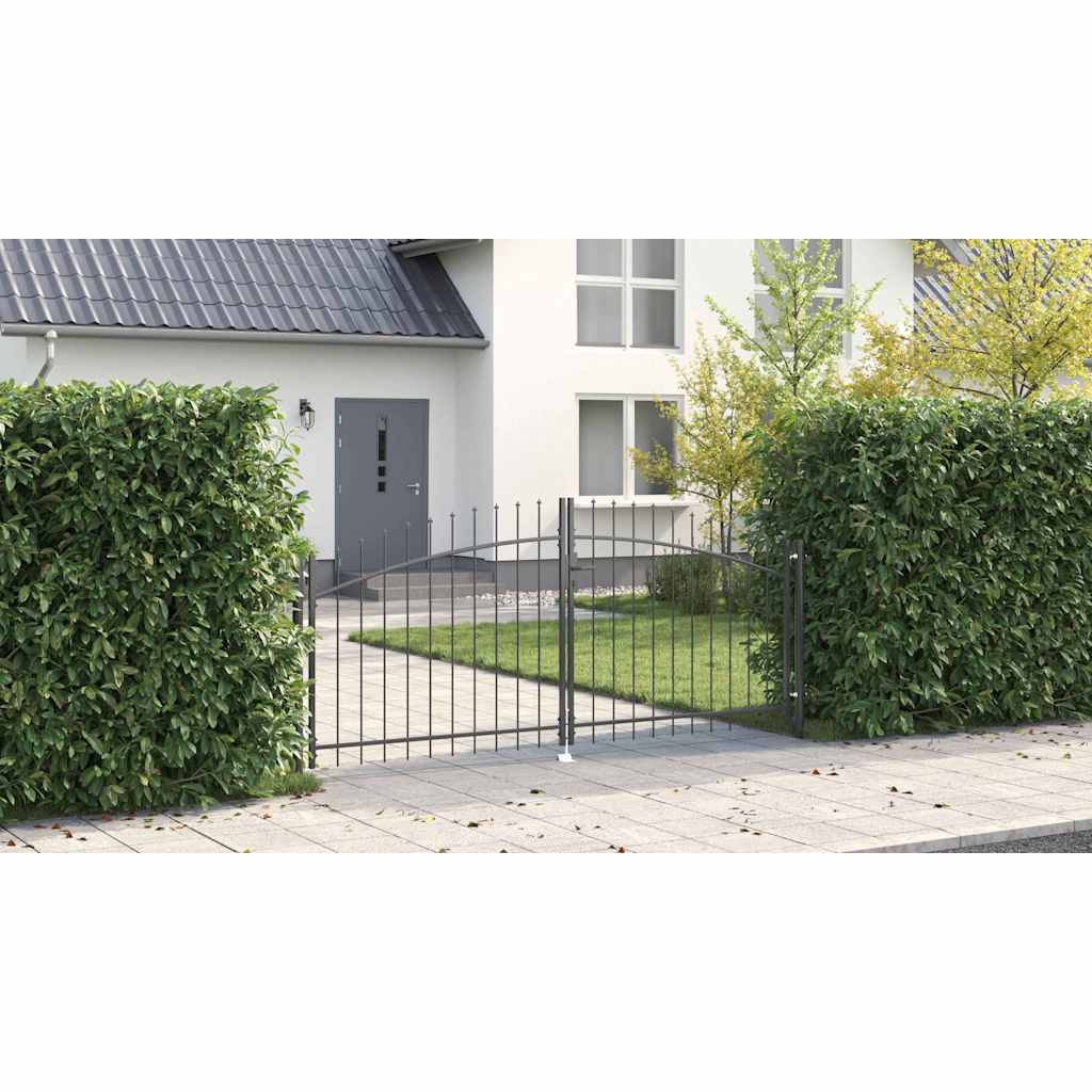 Gartentor mit Schloss Grau 100 x 300 cm Stahl