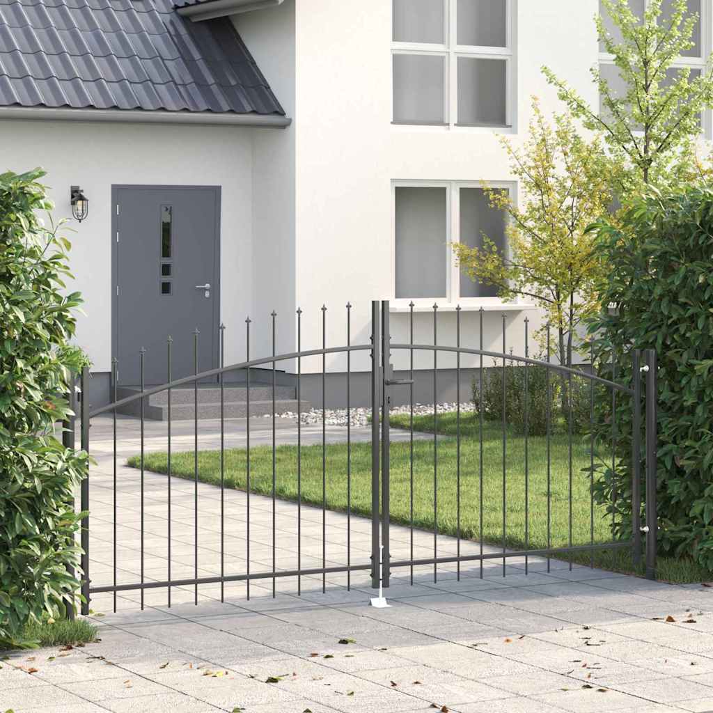 Gartentor mit Schloss Grau 150 x 300 cm Stahl