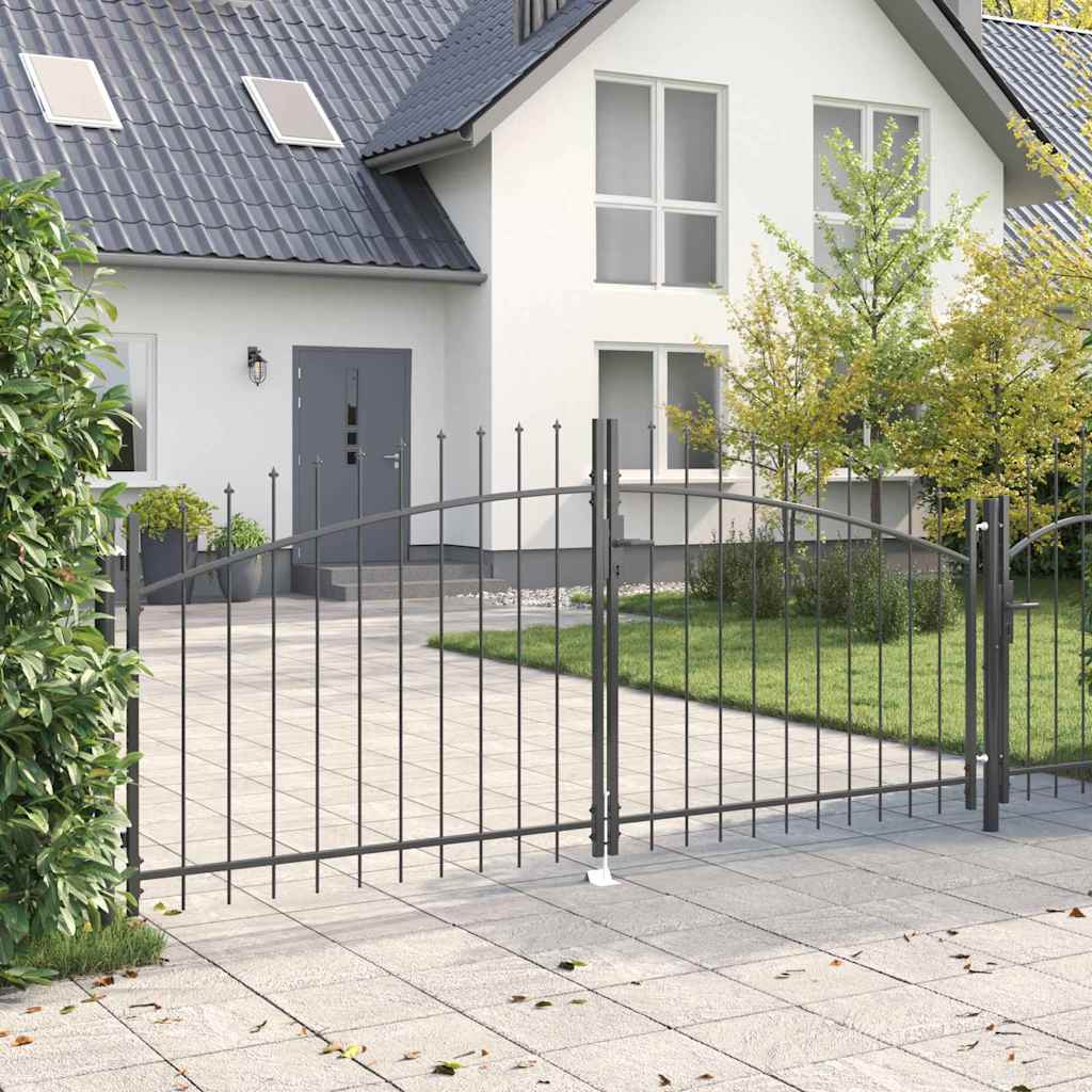 Gartentor mit Schloss Grau 150 x 300 cm Stahl