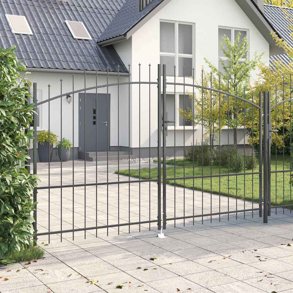 Gartentor mit Schloss Grau 175 x 300 cm Stahl