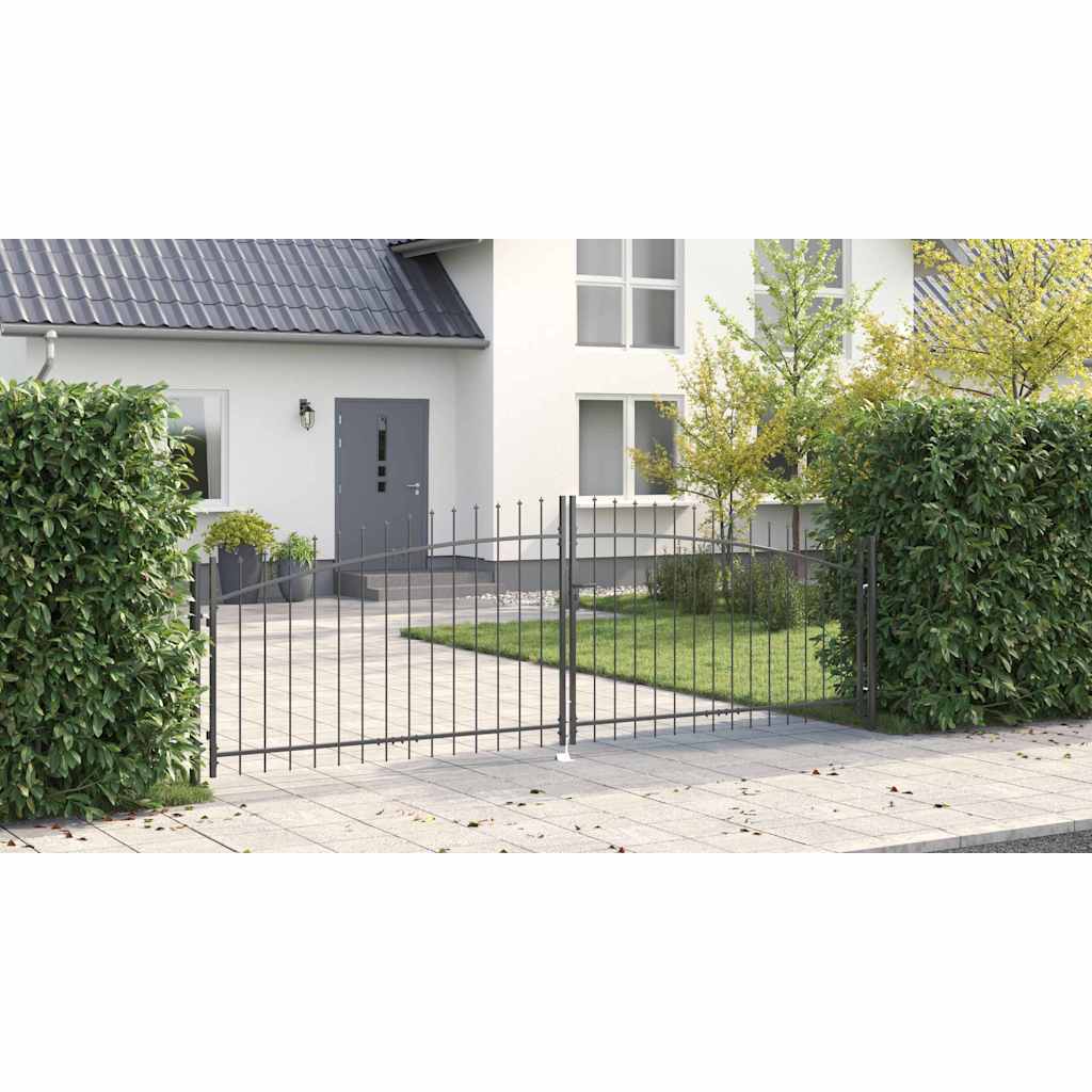 Gartentor mit Schloss Grau 125 x 400 cm Stahl