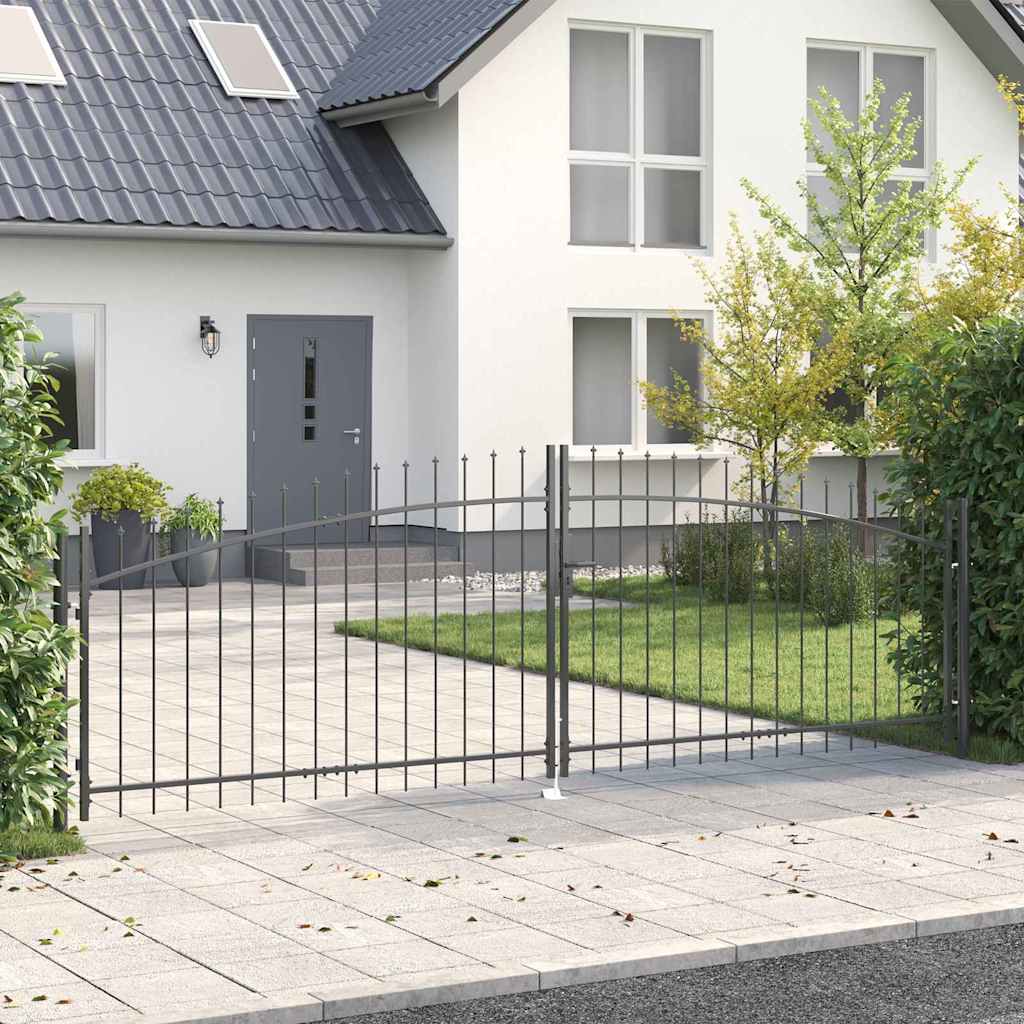 Gartentor mit Schloss Grau 125 x 400 cm Stahl