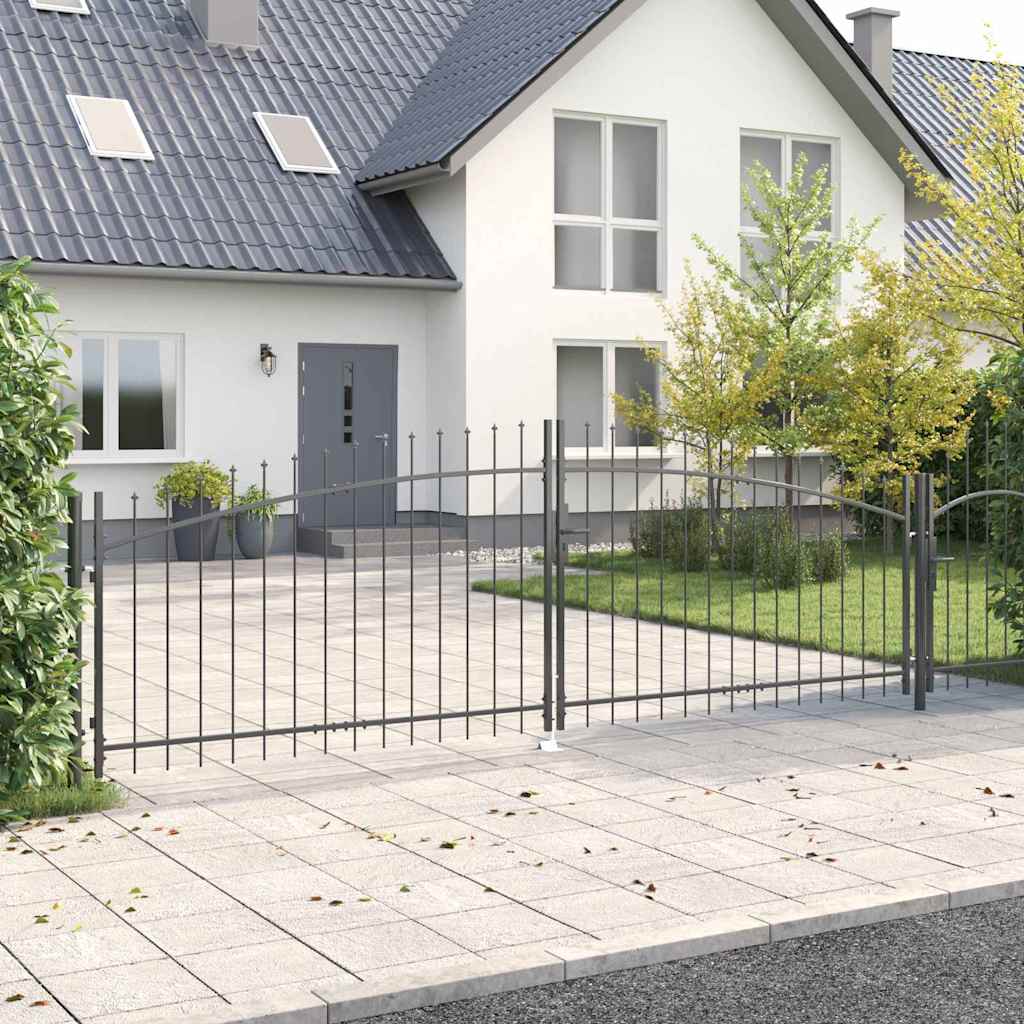Gartentor mit Schloss Grau 125 x 400 cm Stahl