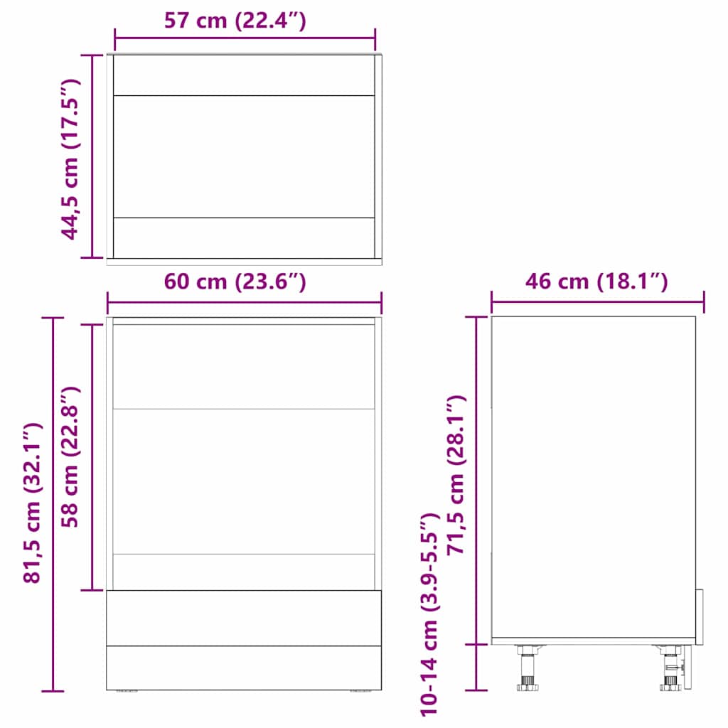 Backofen-Schrank Altholz 60 x 46 x 81.5 cm Holzwerkstoff