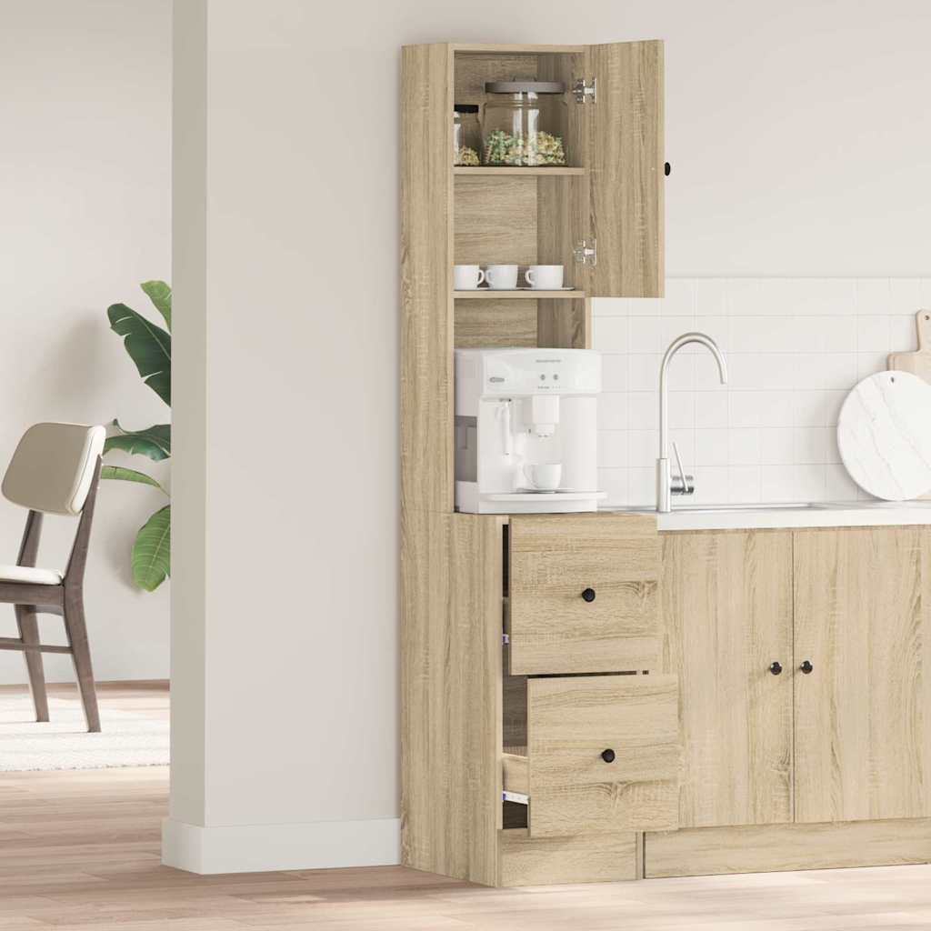 Küchenschrank mit Regal Beige 35 x 50 x 180 cm Holzwerkstoff