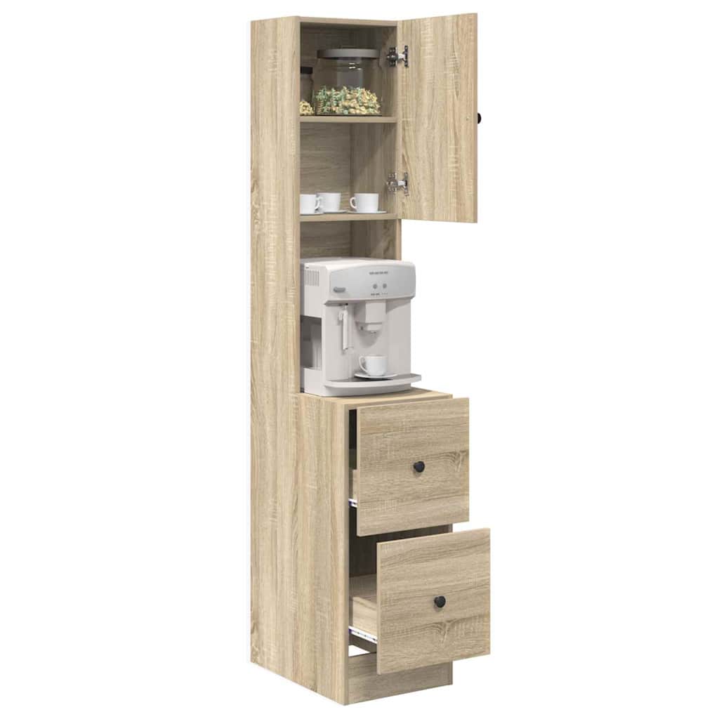 Küchenschrank mit Regal Beige 35 x 50 x 180 cm Holzwerkstoff