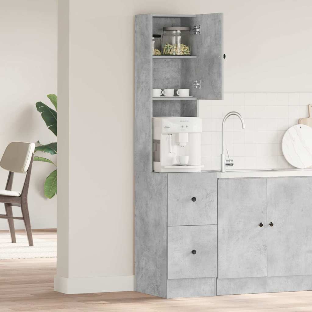 Küchenschrank mit Regal Grau 35 x 50 x 180 cm Holzwerkstoff