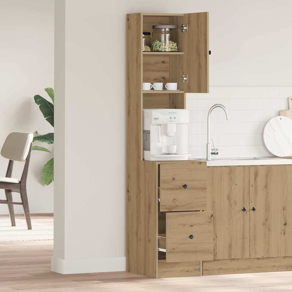 Küchenschrank mit Schubladen Eiche handwerklich Holzwerkstoff