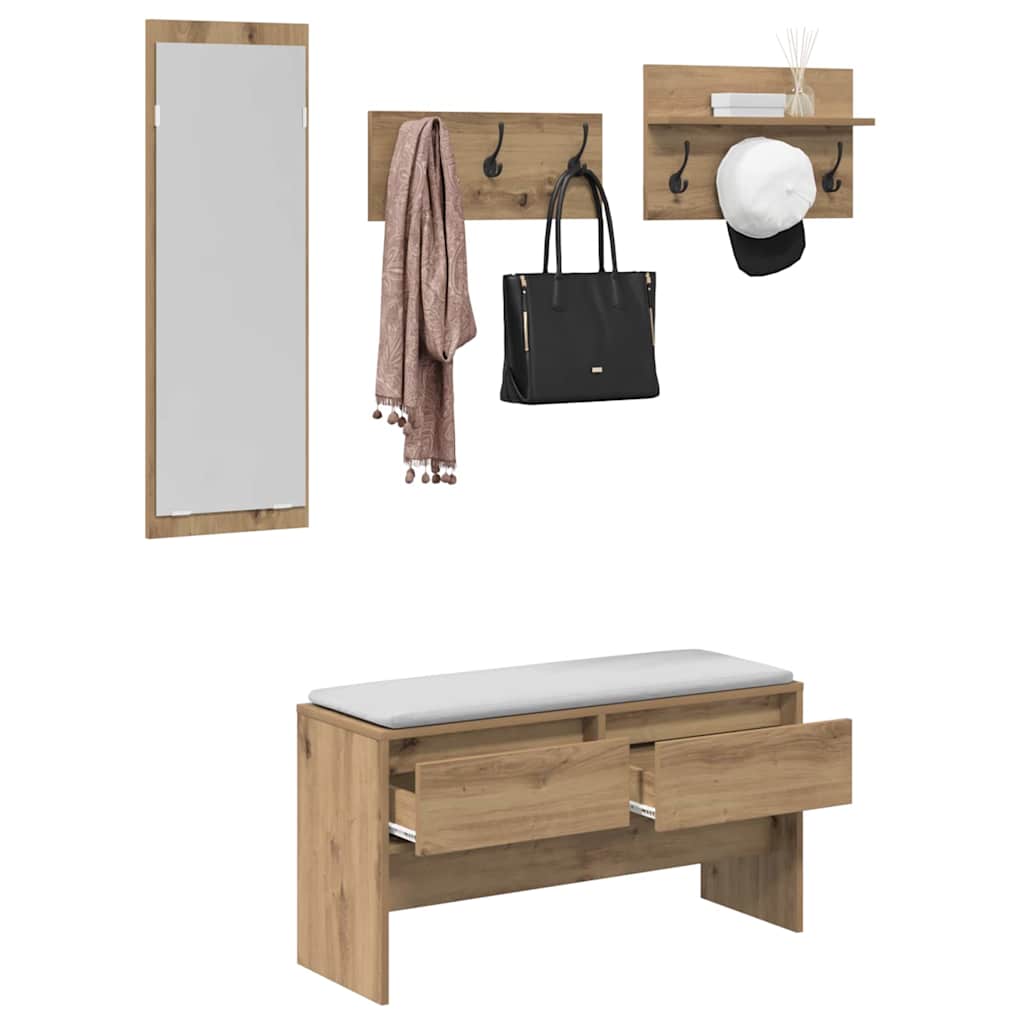 Flurmöbel-Set 4 pcs Schwarze Eiche 90 x 31 x 46.5 cm