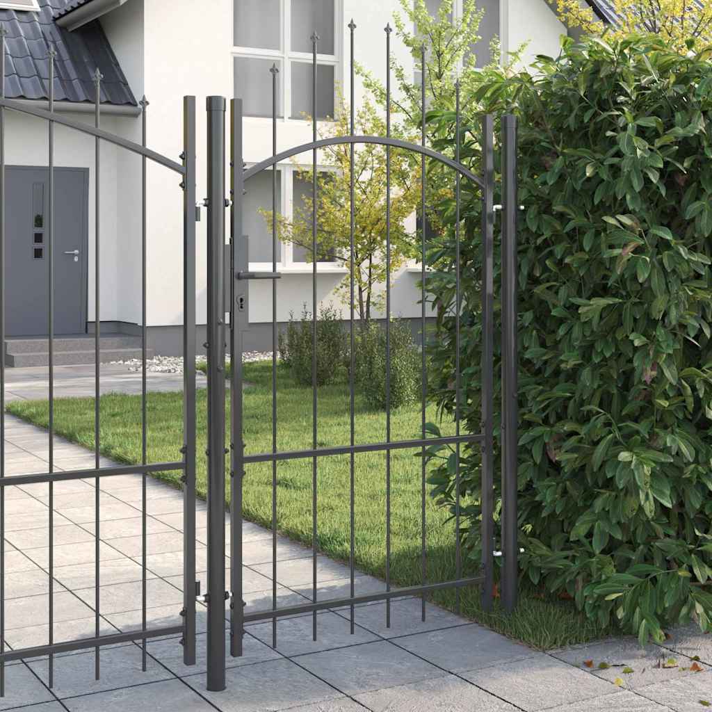 Gartentor mit Schloss Grau 100 x 175 cm Stahl