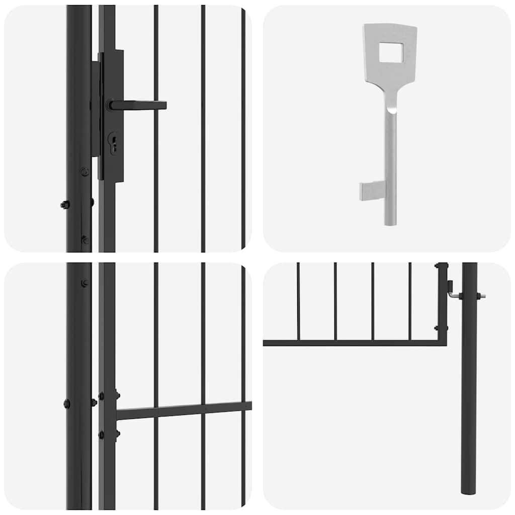 Gartentor mit Schloss Grau 100 x 200 cm Stahl