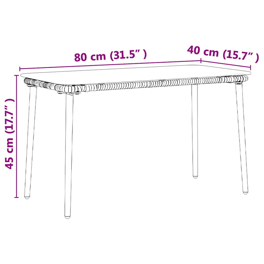 Gartentisch Natur 80 x 40 x 45.5 cm Poly Rattan