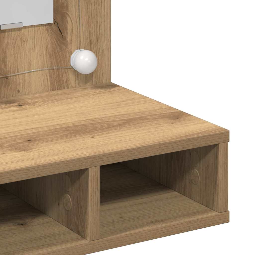 Spiegelschrank mit Regal Eiche handwerklich 62 x 31,5 x 62 cm