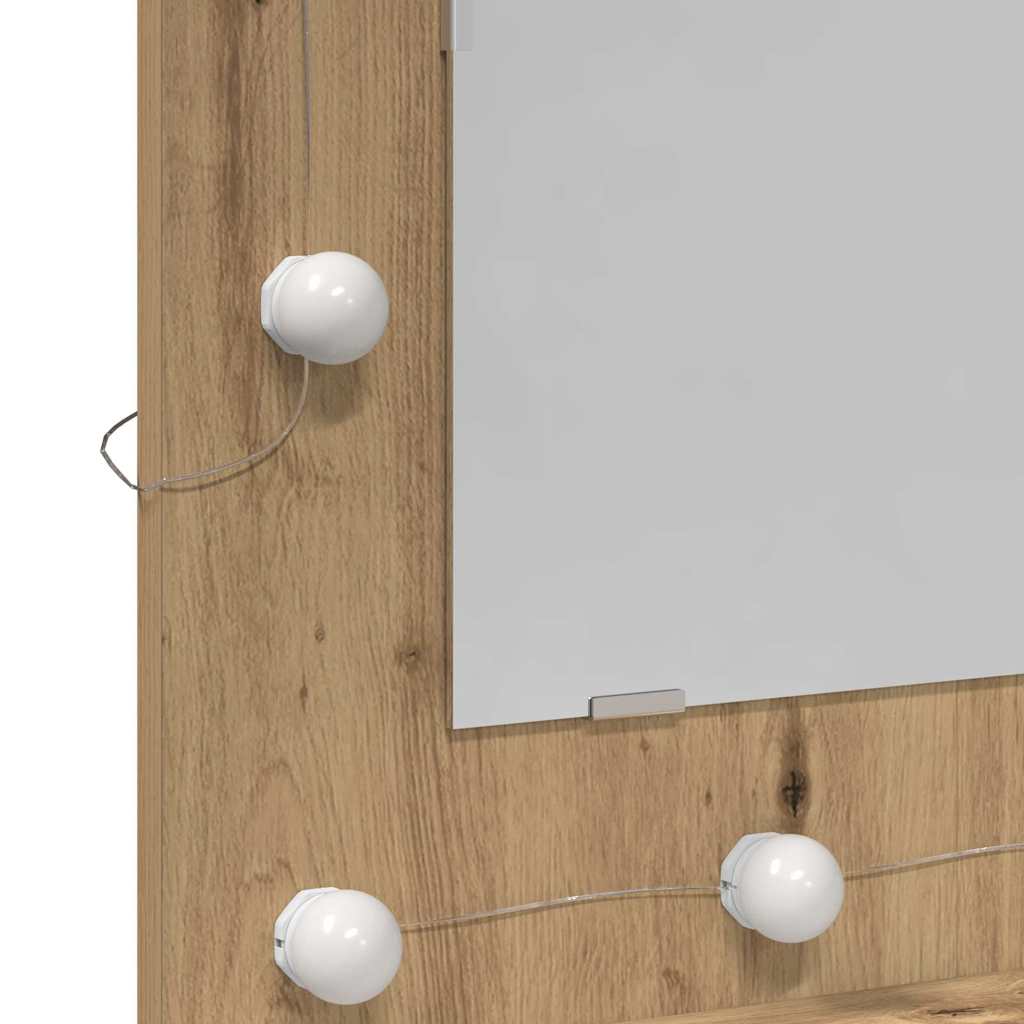 Spiegelschrank mit Regal Eiche handwerklich 62 x 31,5 x 62 cm