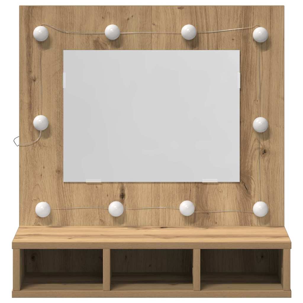Spiegelschrank mit Regal Eiche handwerklich 62 x 31,5 x 62 cm