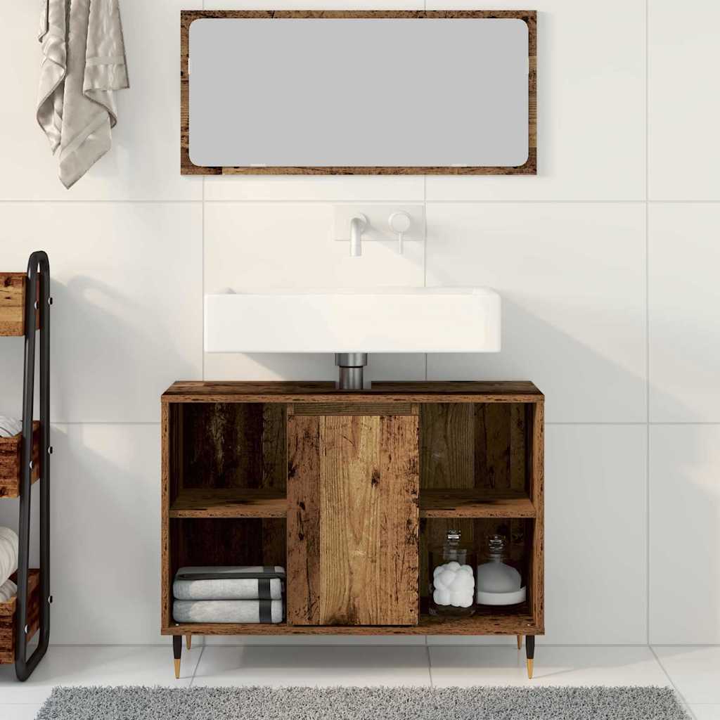 Badezimmer Schrank Altholz 80 x 33 x 60 cm Holzwerkstoff