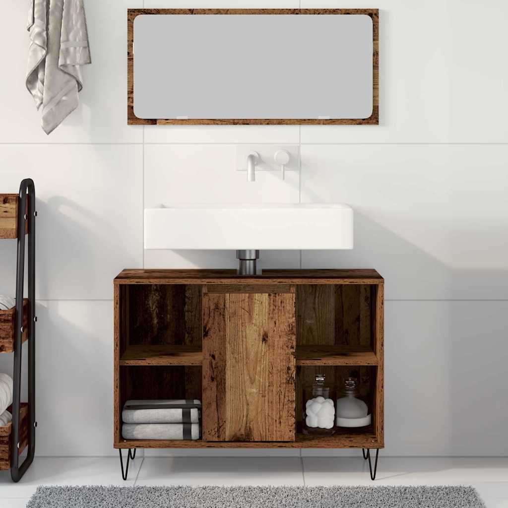 Badezimmer Schrank Altholz 80 x 33 x 60 cm Holzwerkstoff
