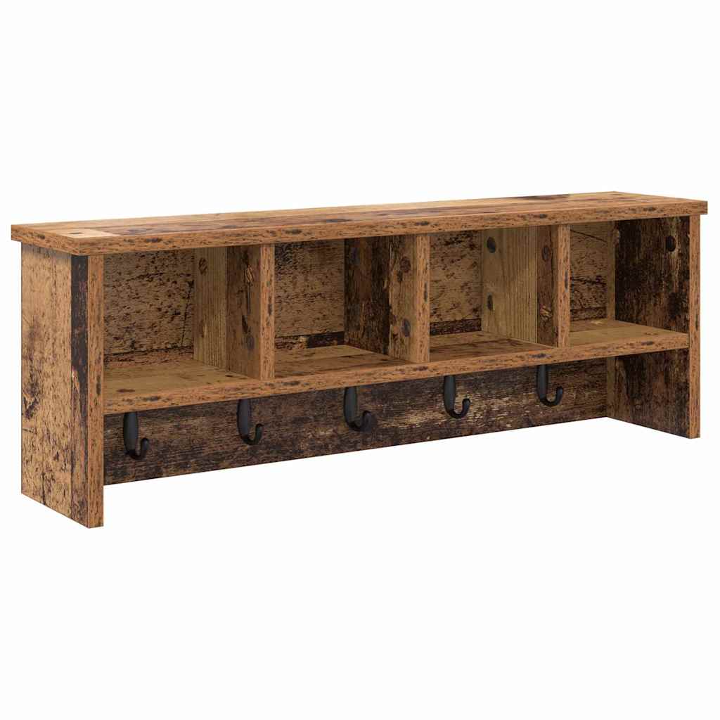 Wandmontierter Kleiderständer mit Regal Altholz 75 x 16 x 26 cm