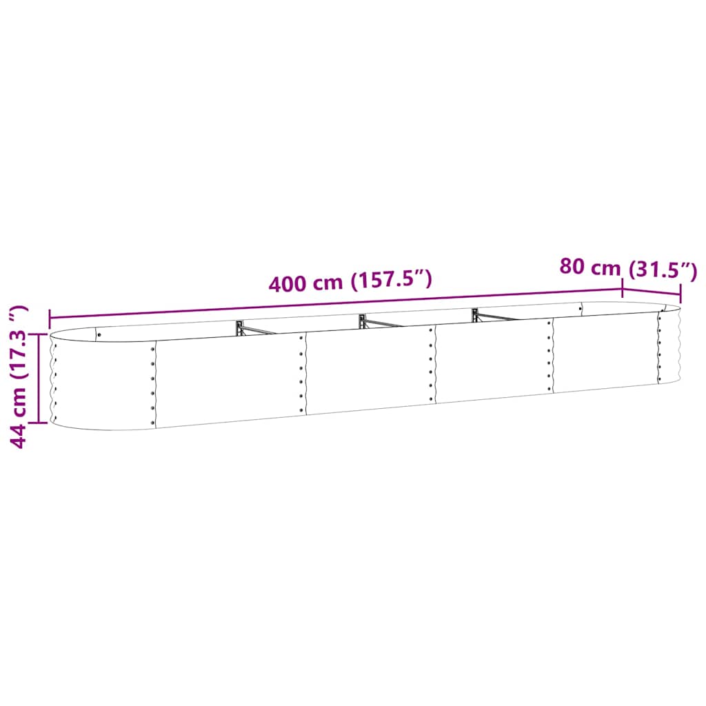 Garten-Hochbeet Braun 400 x 80 x 44 cm Stahl