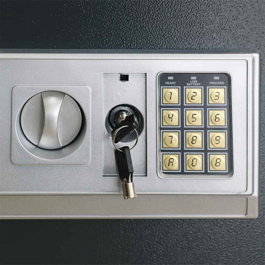 Digitaler Safe mit Schloss Dunkelgrau 35 x 25 x 25 cm Stahl
