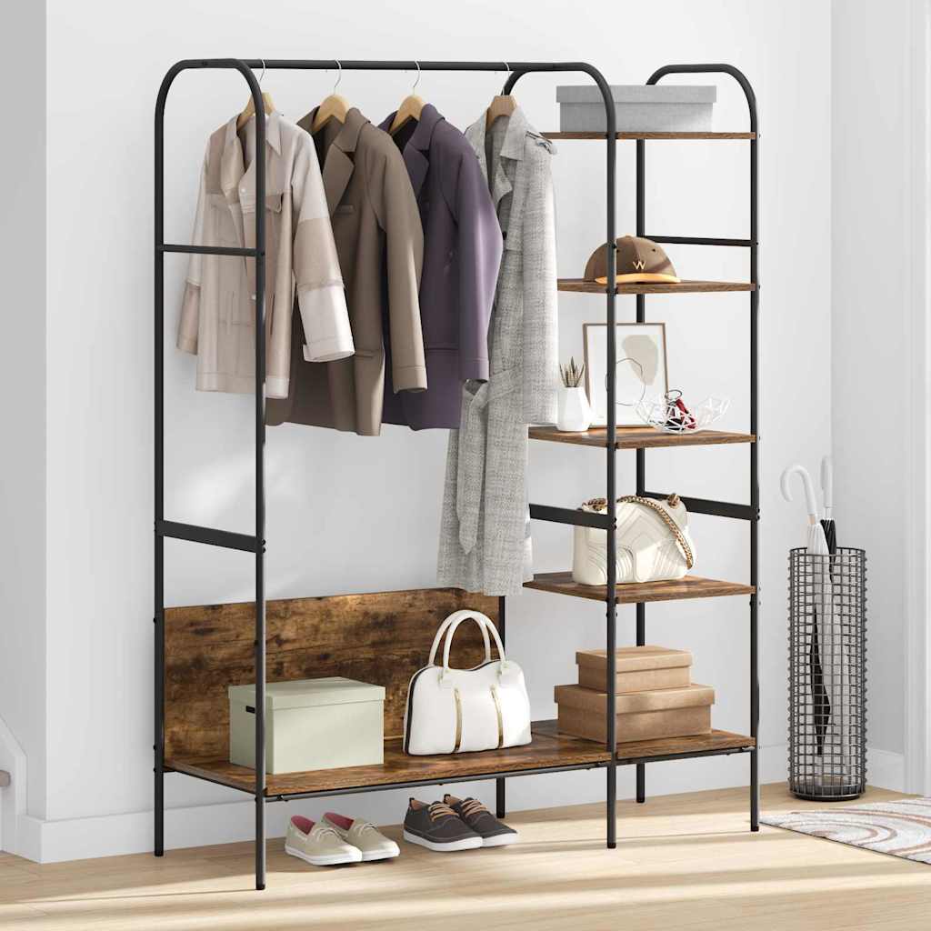 Kleiderständer mit Regal Braun 120 x 44 x 160 cm Holzwerkstoff
