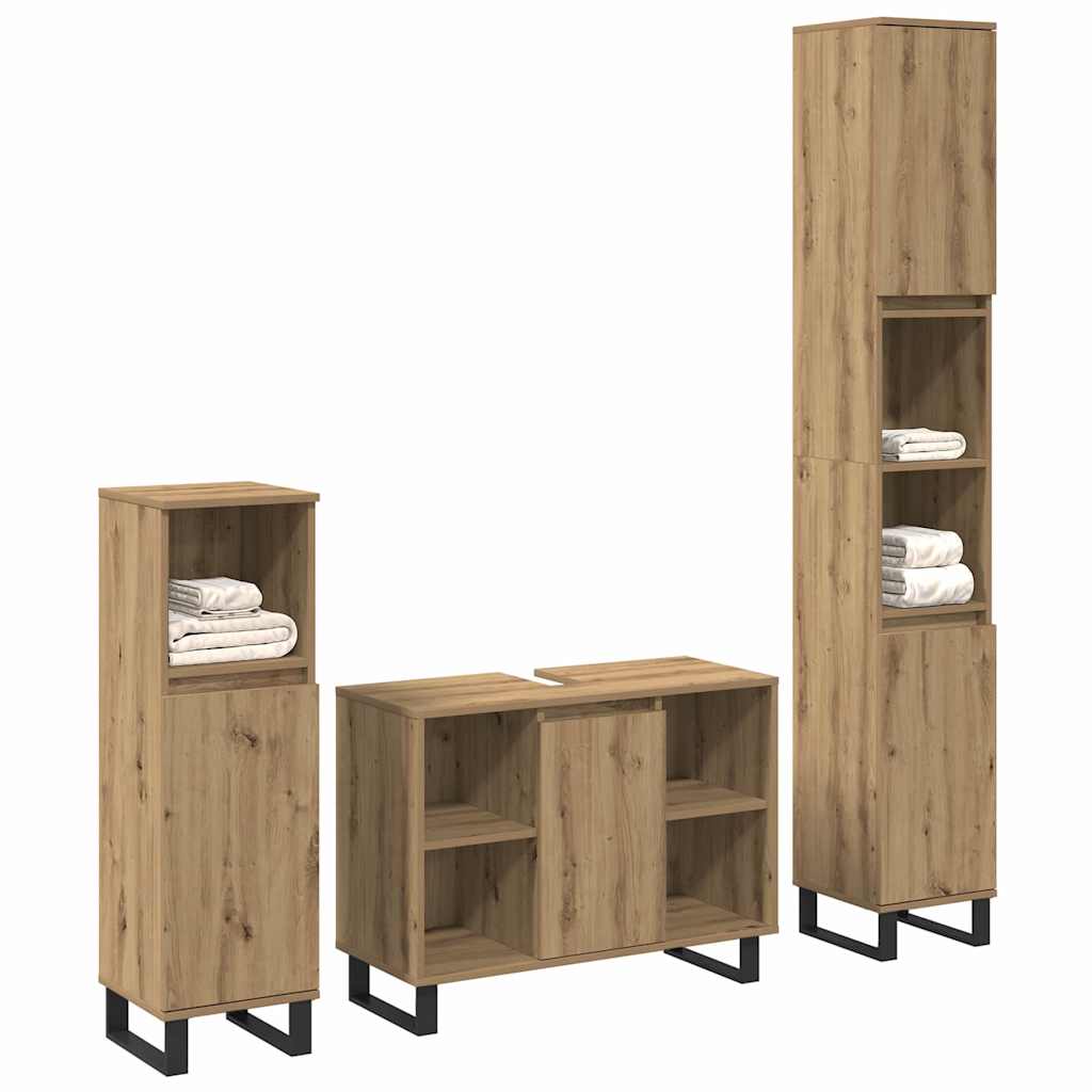 Badezimmermöbel Set 3 pcs Braun 30 x 30 x 180 cm Holzwerkstoff