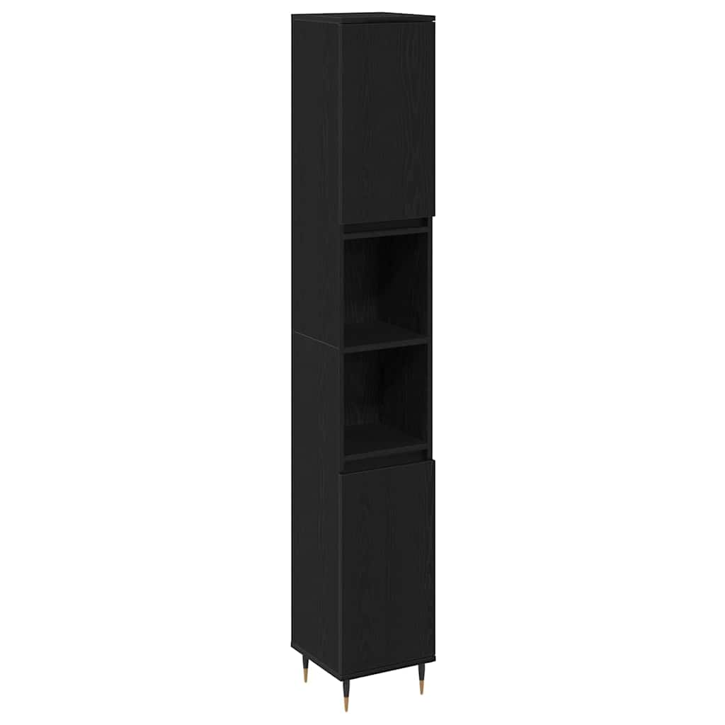 Badezimmermöbel Set 3 pcs Schwarze Eiche 30 x 30 x 180 cm
