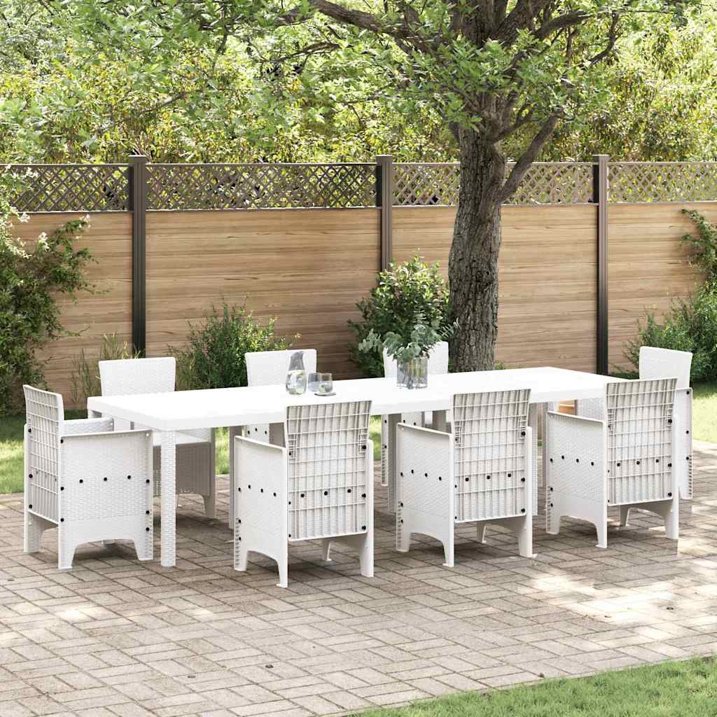 Gartentisch Weiß 300 x 100 x 73 cm Poly-Rattan