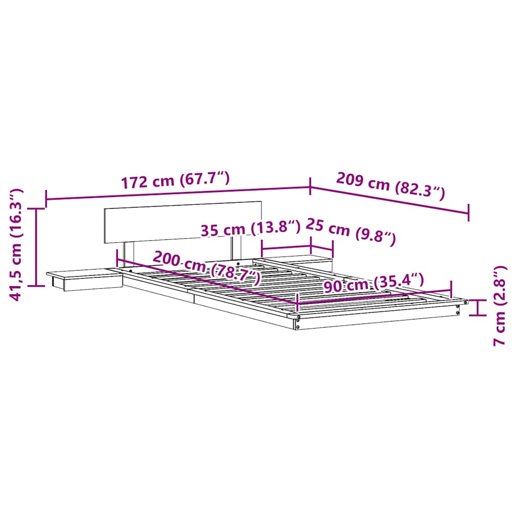 Bettgestell Weiß 90 x 200 cm Holz
