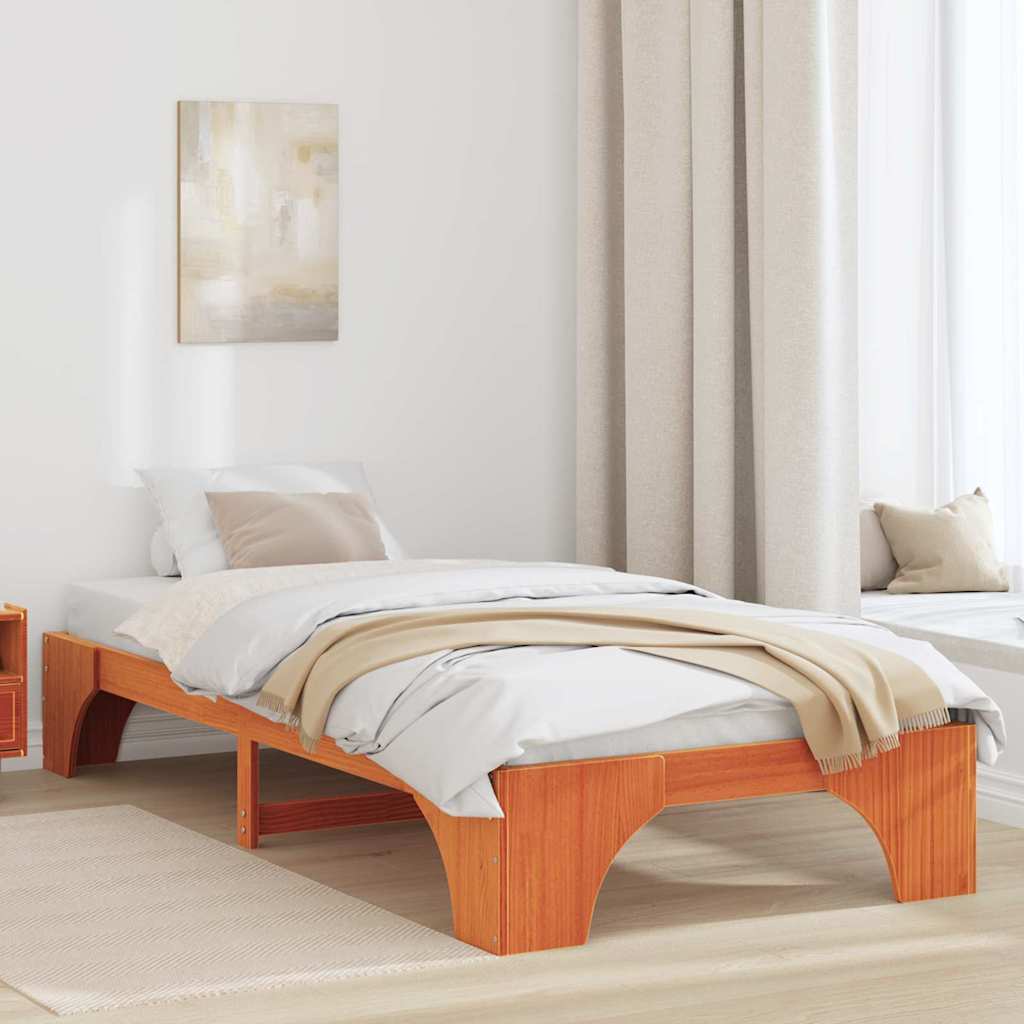 Bettgestell Wachsbraun 197 x 82 x 30 cm Massivholz Kiefer